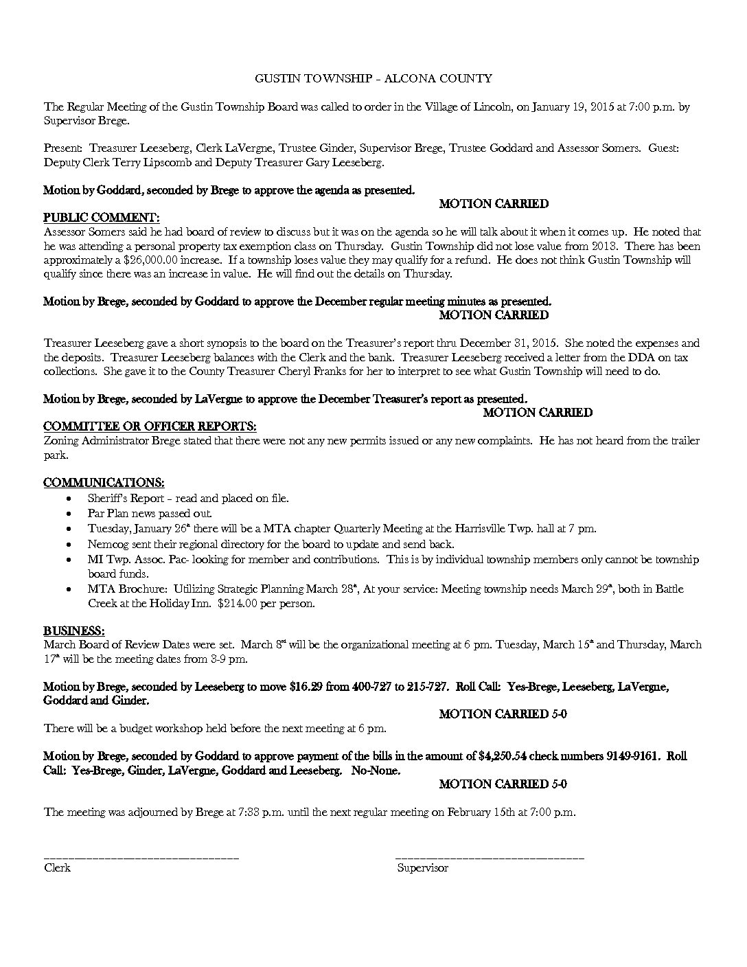 1-18-16 board minutes