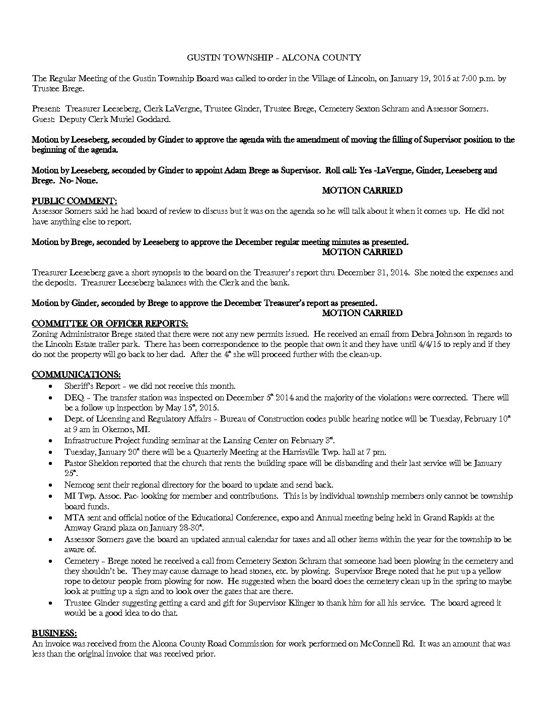 1-19-15 board minutes
