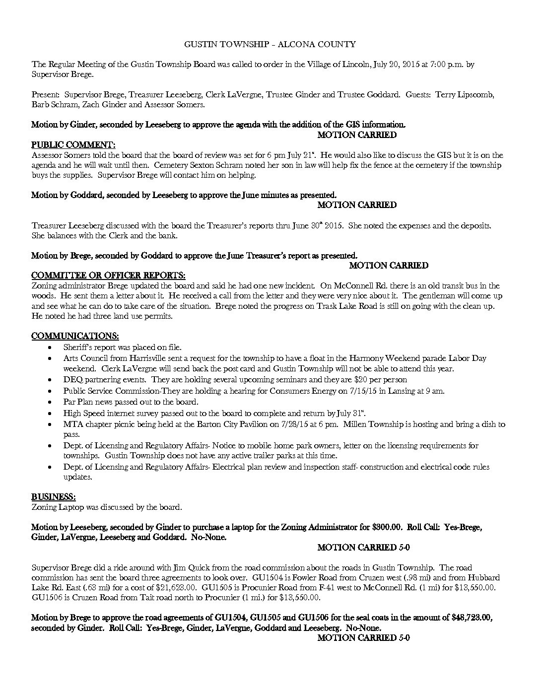 7-20-15 board minutes