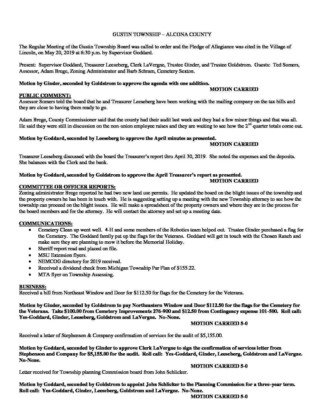 5-20-19 board minutes
