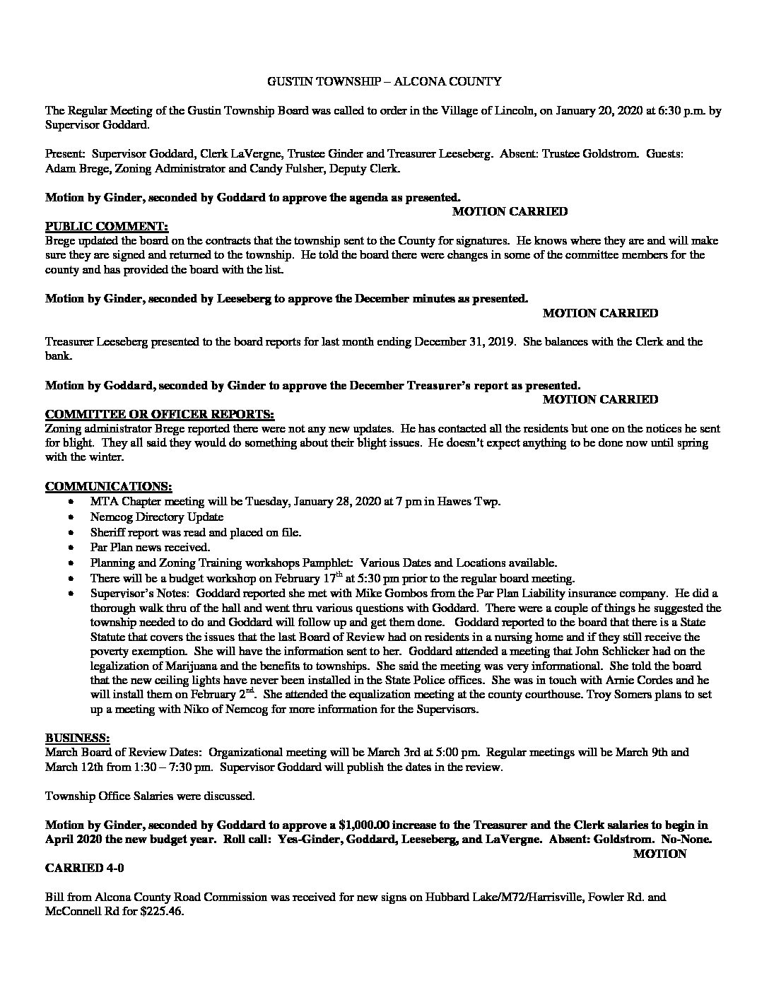 1-20-20 board minutes